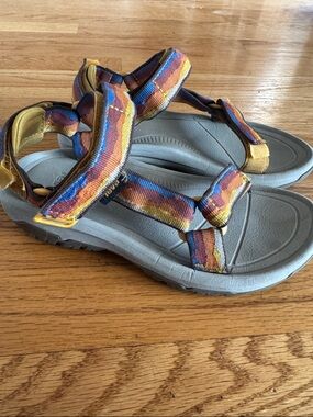 Teva Multicolor Woven Strap Sandals in Blue, Yellow, Orange